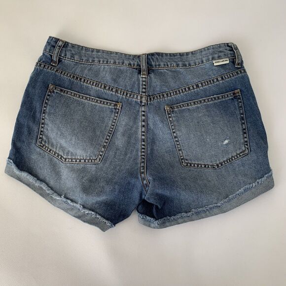 Billabong Coast Ryder Denim Shorts Women 27 Blue Distressed Raw Cuff Hem Beach - Picture 2 of 9